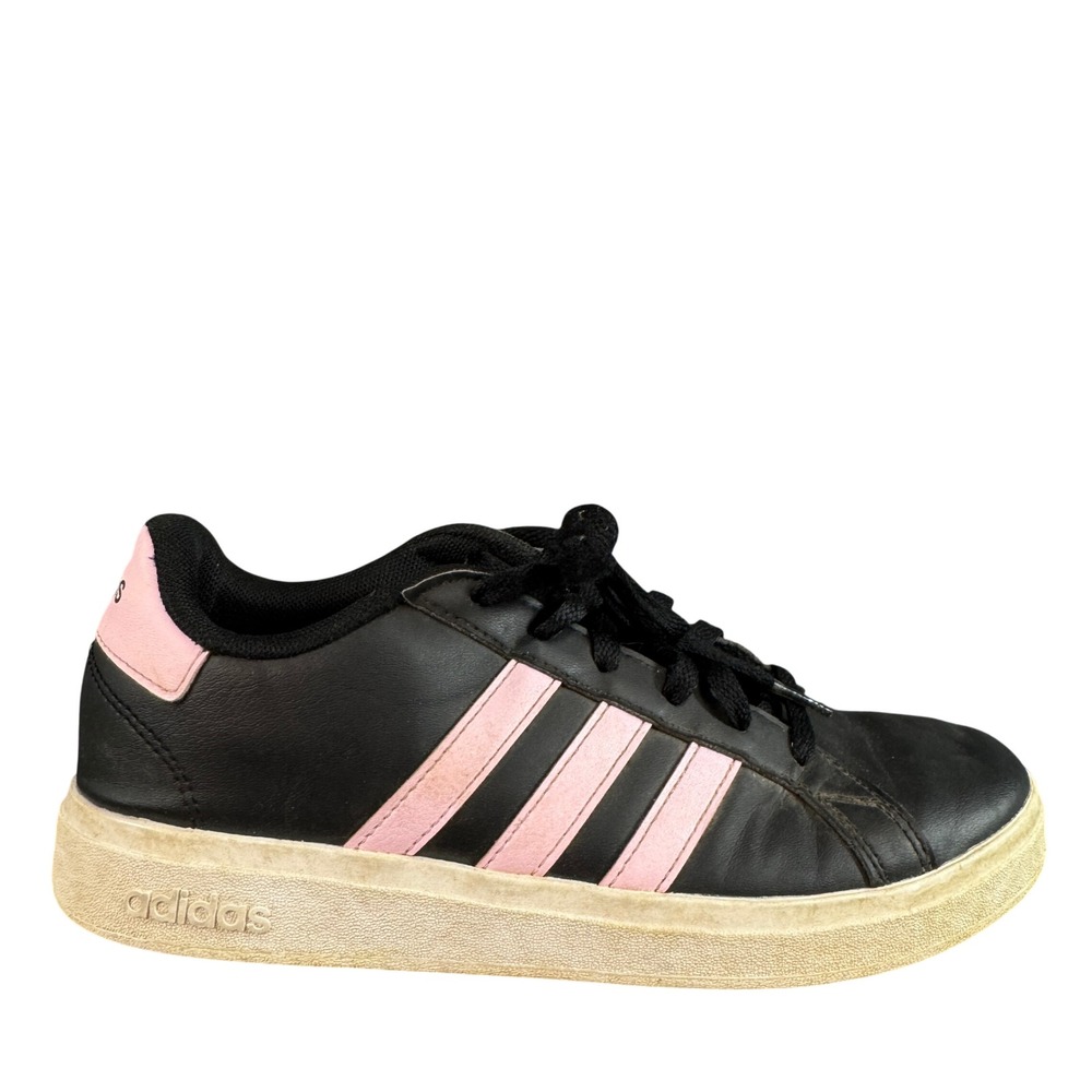 Adidas Grand Court Sneakers Black Pink Stripes Low Top Athletic Shoes Men's 5